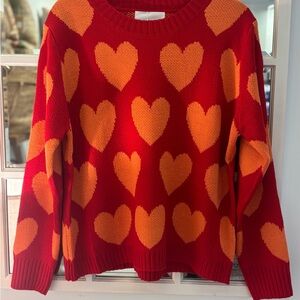 Heart Pattern Red and Orange Sweater